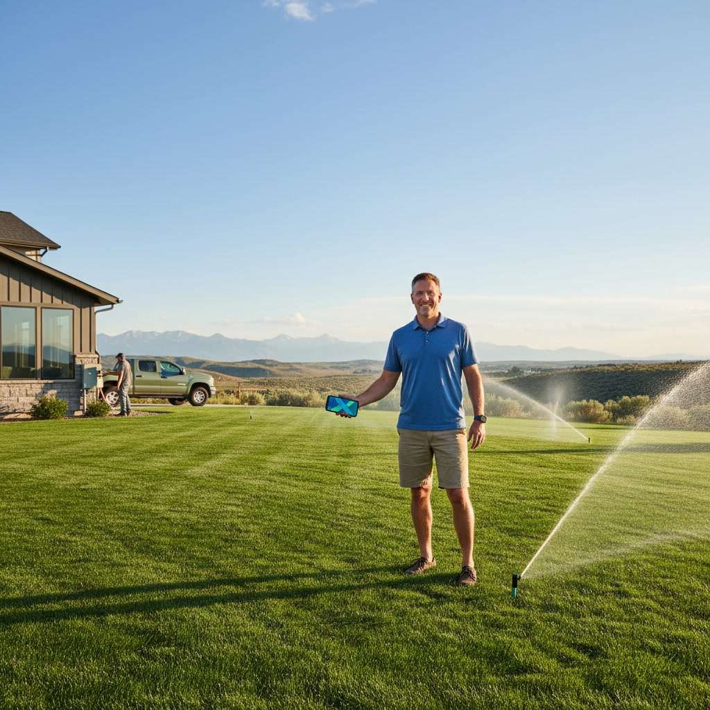 TG Landscaping crew performing residential landscaping and lawn care services in Salem, UT