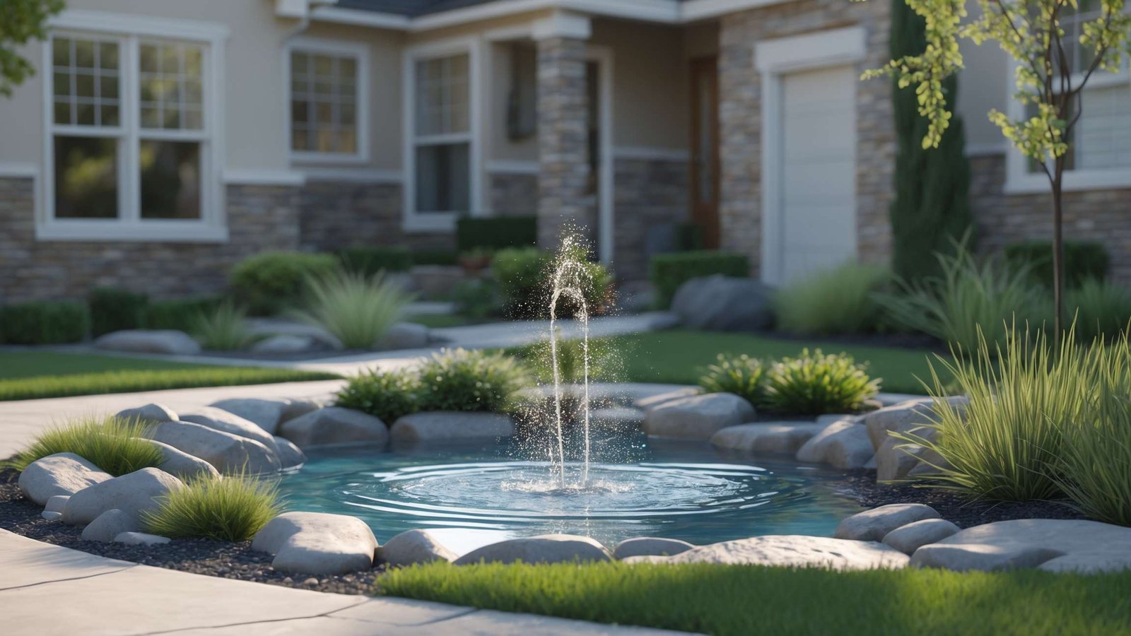 Tiered fountain water feature design for Santaquin residential landscaping