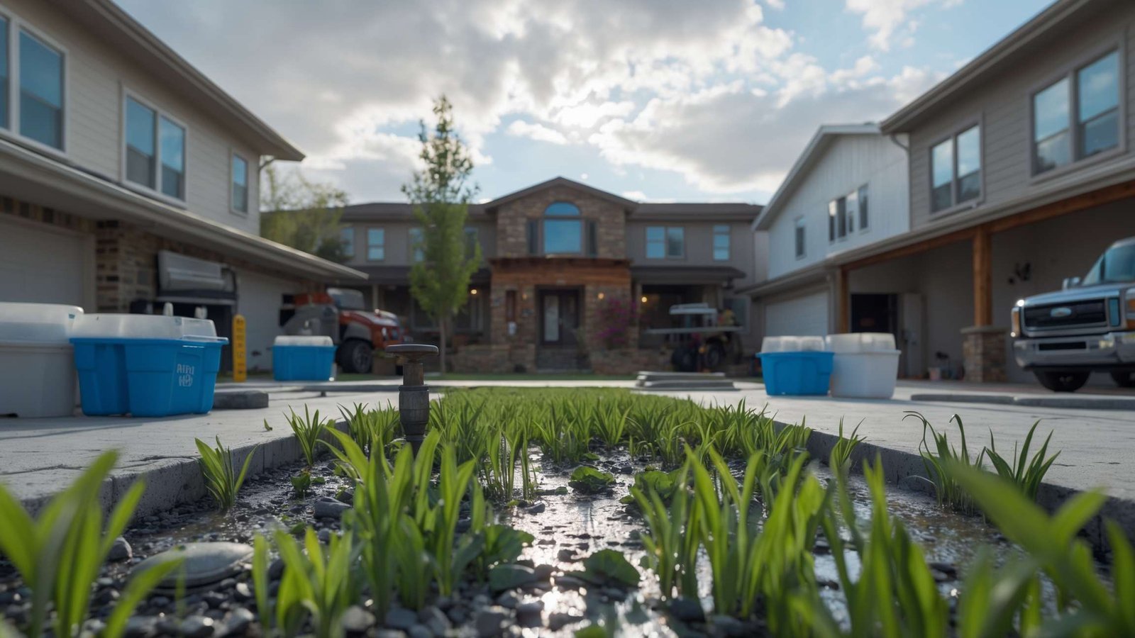 Professional sprinkler repair technician fixing zone valve in Springville Utah residential yard