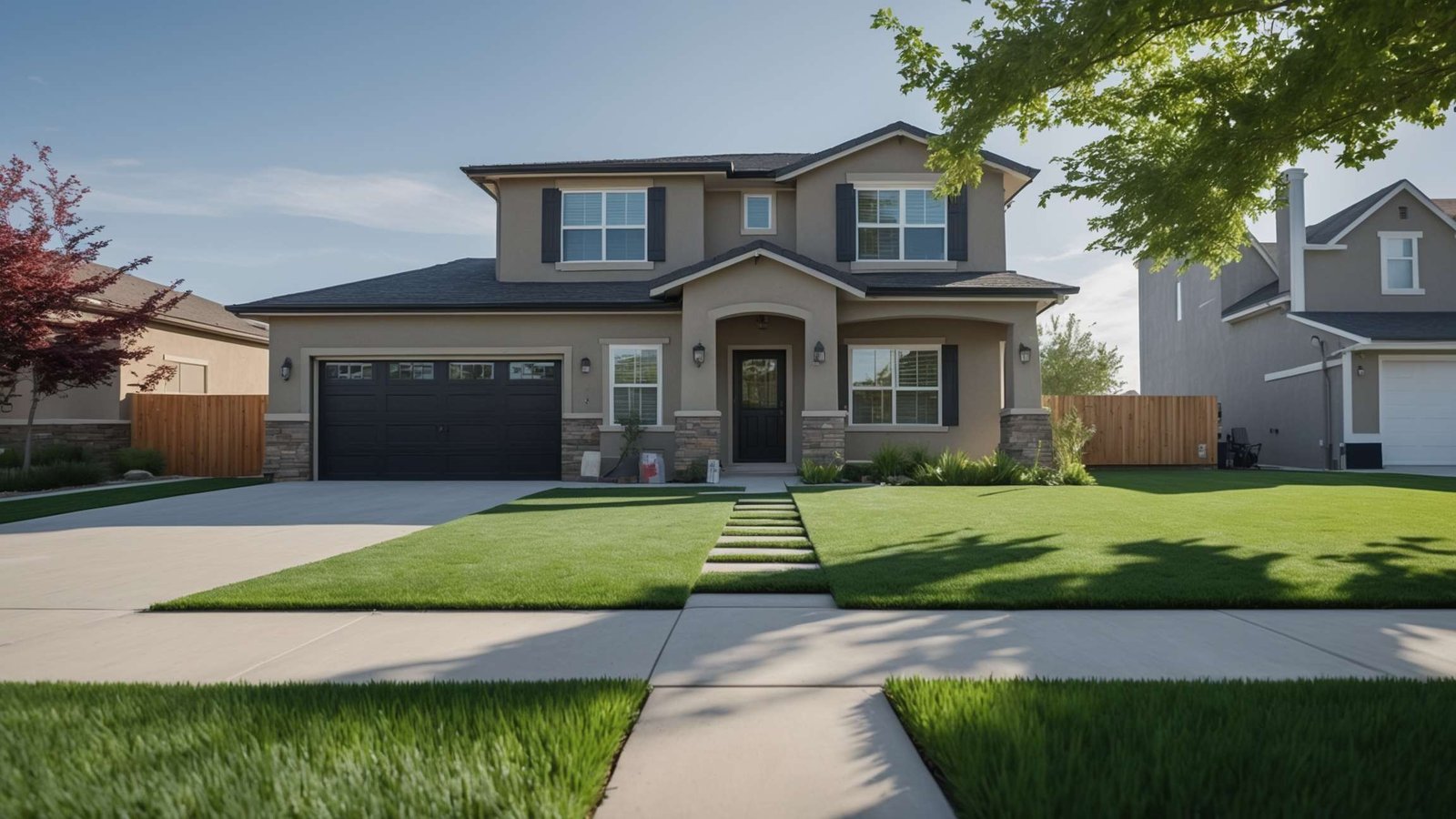 Artificial turf installation for Springville Utah backyard with children's play area