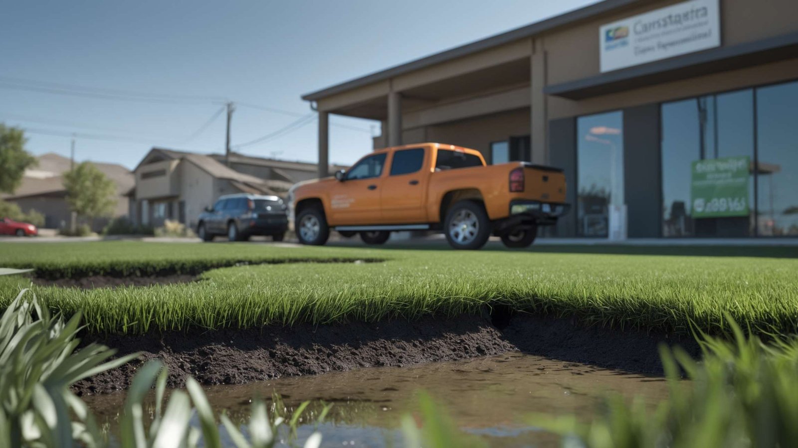 Professional crew installing artificial turf base layer in Spanish Fork backyard