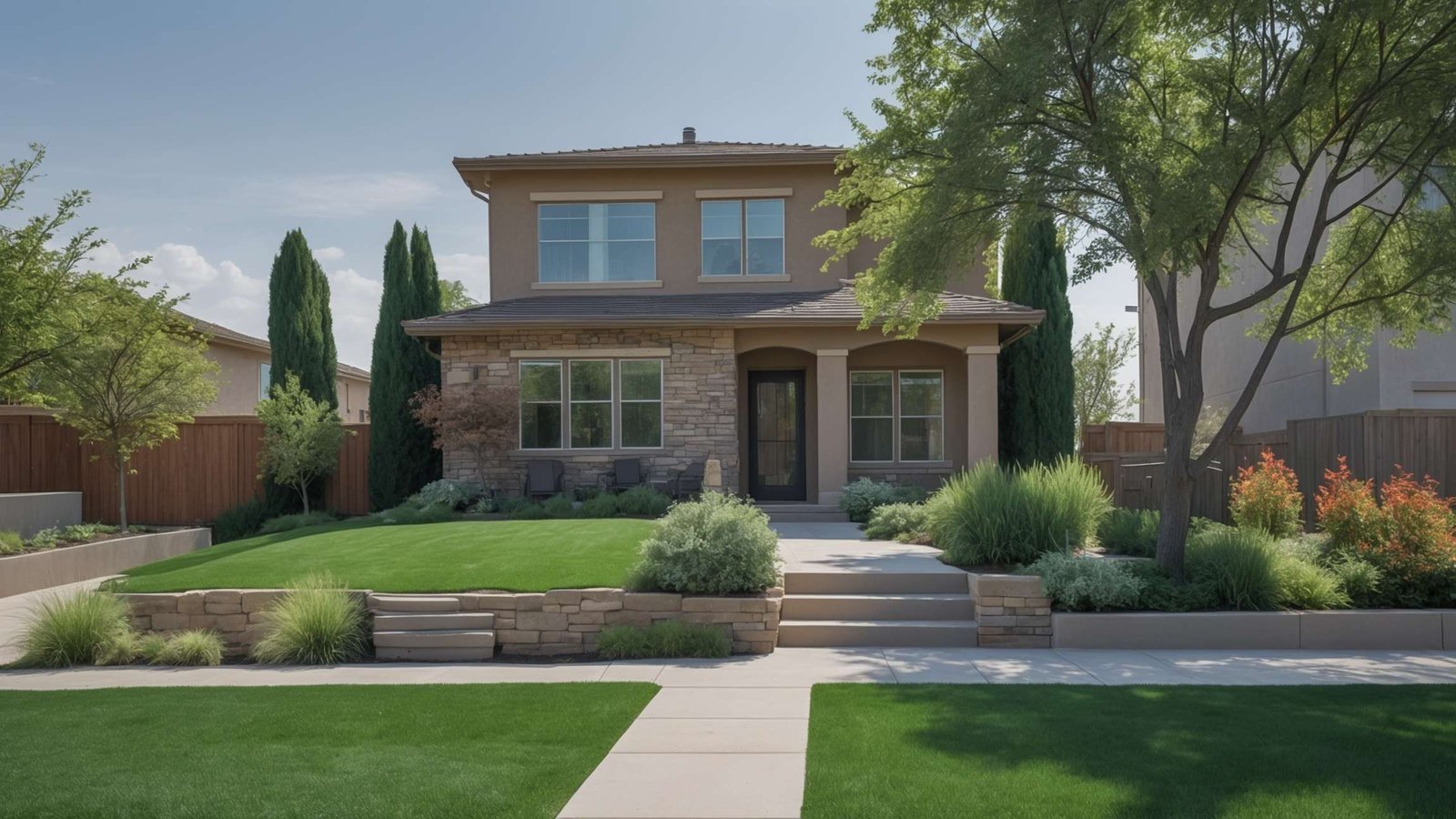 Completed artificial turf installation in Spanish Fork Utah home front and back yards