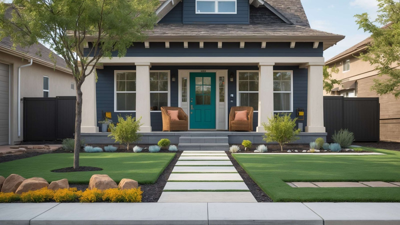 Family-friendly turf landscape design in Springville Utah with play area