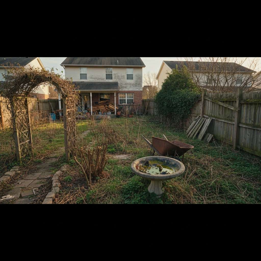 Residential property before and after full yard transformation
